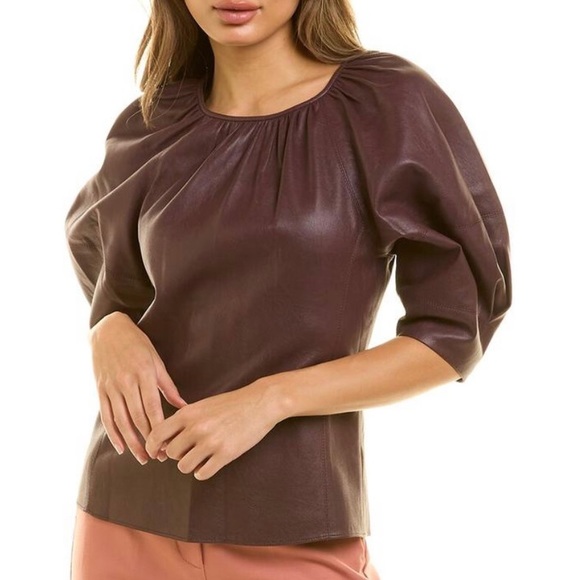 Rebecca Taylor Tops - Rebecca Taylor 3/4 Sleeve vegan leather top